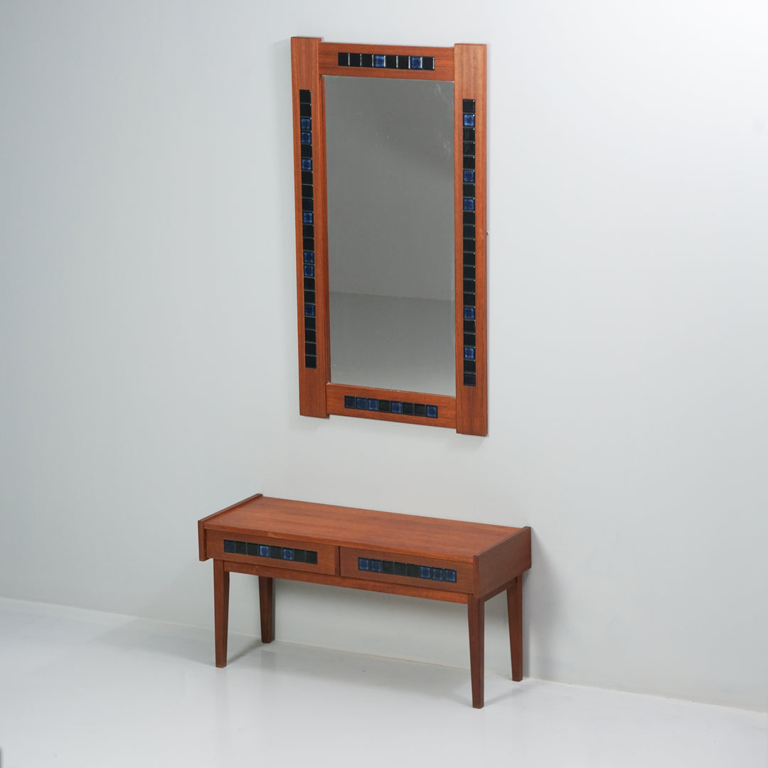 Console table and mirror -set, Denmark, 1960s