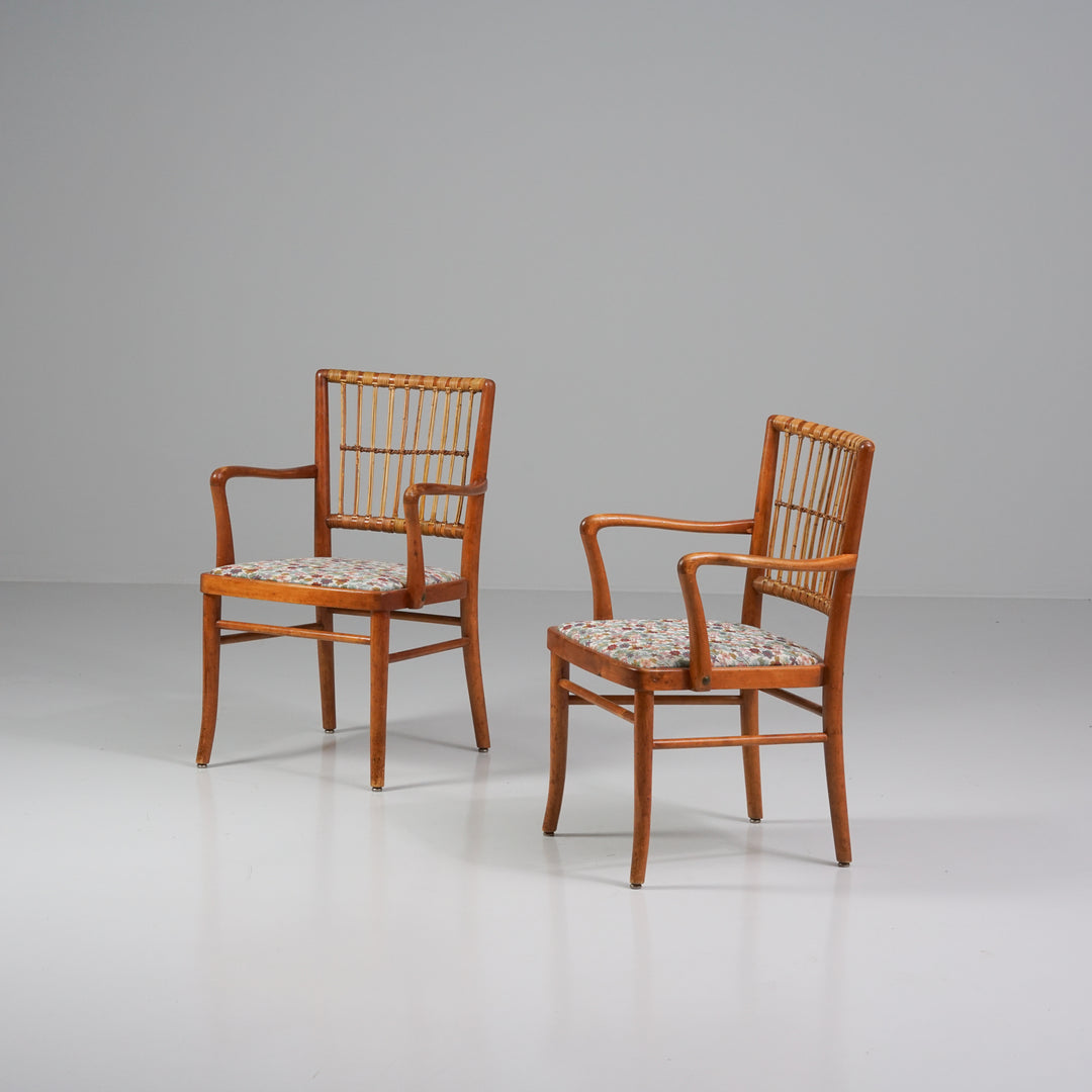 Pair of armchairs, Werner West, Keravan puusepät, Finland, 1940s