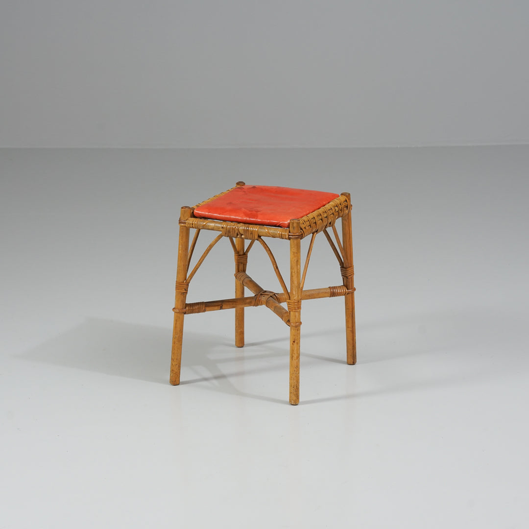Rattan stool, Mid-20th Century