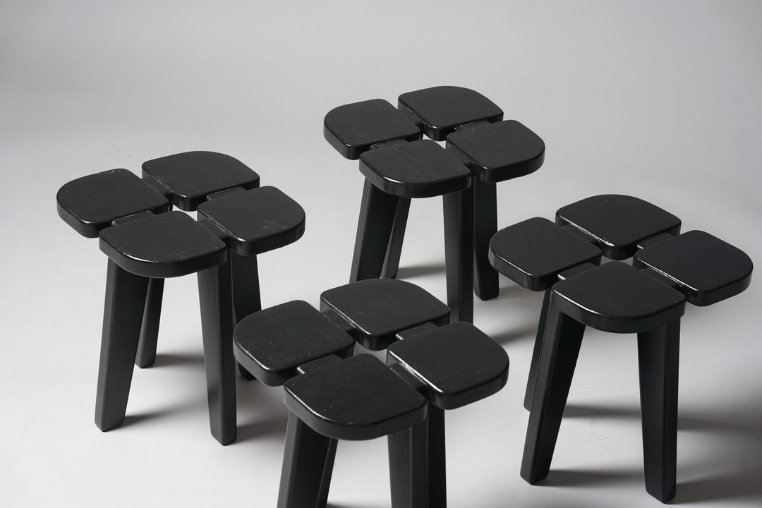 Model Apila stool, 4 pieces, Rauni Peippo, Keravan puusepän tehdas, mid-20th century