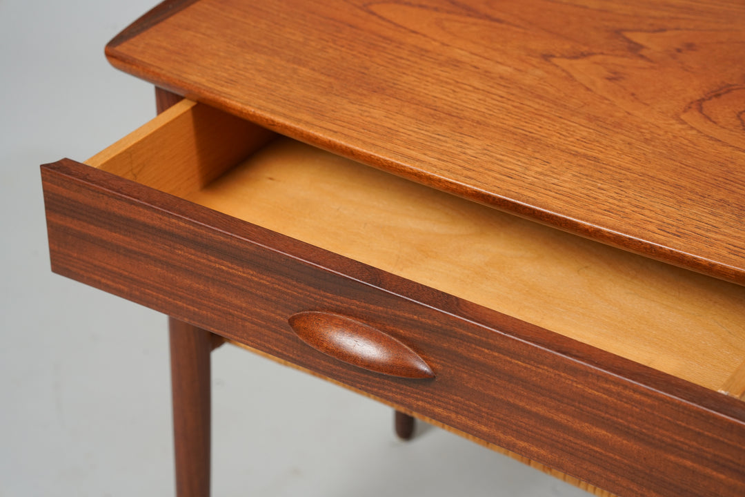 Nightstand with rattan magazine rack, Denmark, 1960s