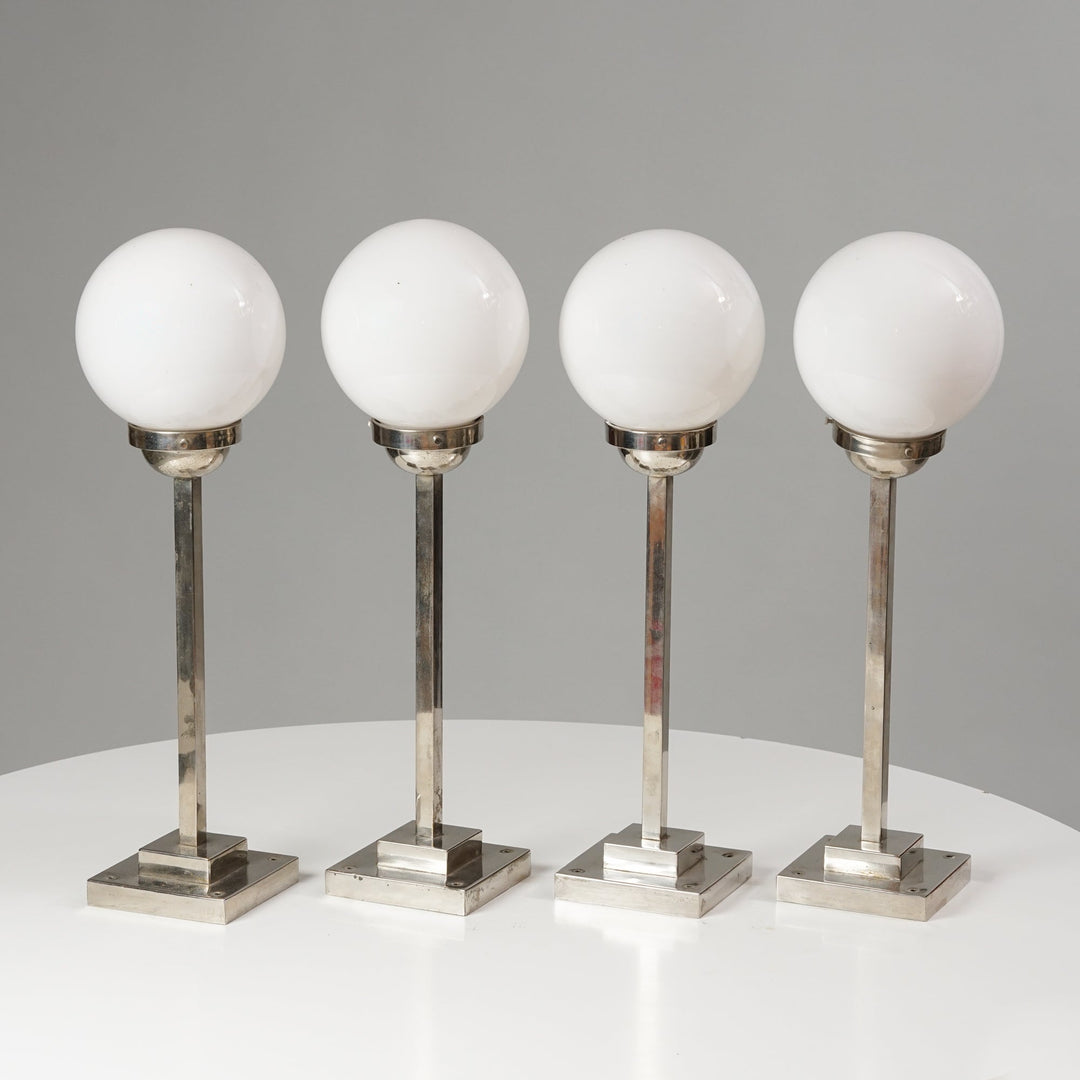 Old pharmacy table lights (4 pieces),Finland, 1940s