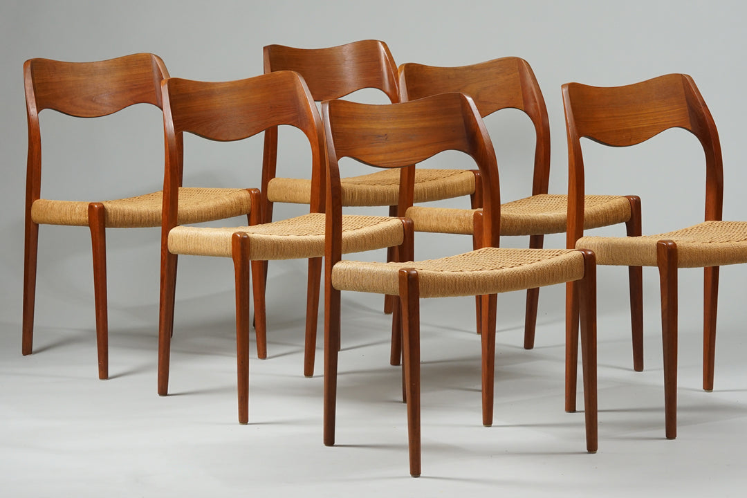 Set of dining chairs model 71 (6 pieces), Niels O. Møller, J.L. Møllers Møbelfabrik, 1950/1960s