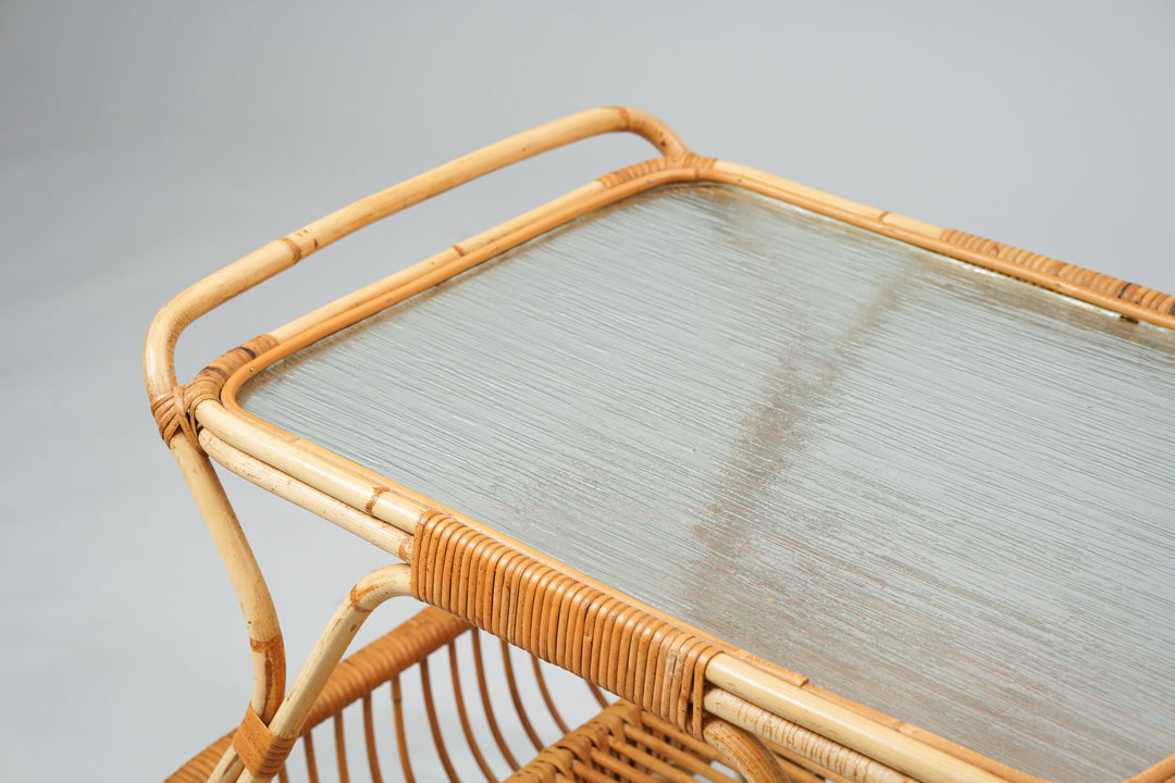 Rattan serving trolley, Late 20th Century