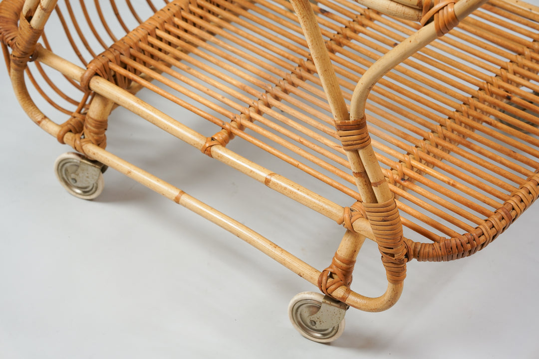 Rattan serving trolley, Late 20th Century