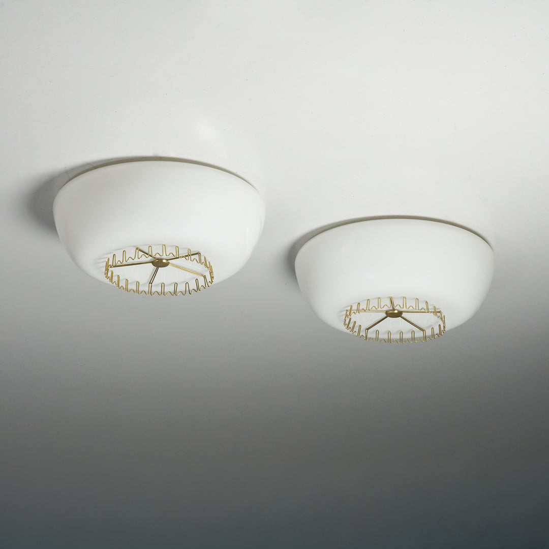 Pair of model 1116 flush mounts, Lisa Johansson-Pape, Orno, 1950s