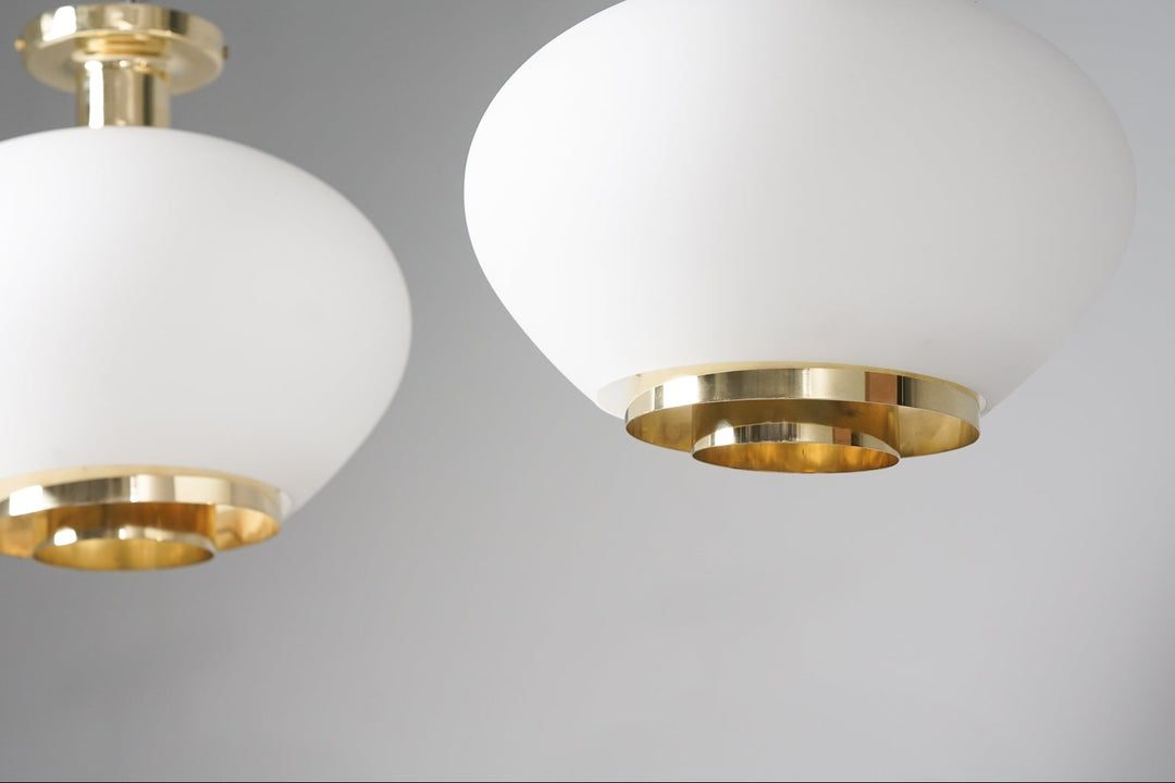 Rare pair of model K4-24 flush mounts, Paavo Tynell, Idman, Late 20th Century&nbsp;