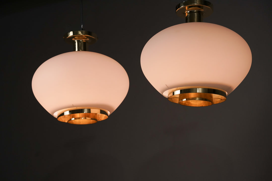 Rare pair of model K4-24 flush mounts, Paavo Tynell, Idman, Late 20th Century&nbsp;