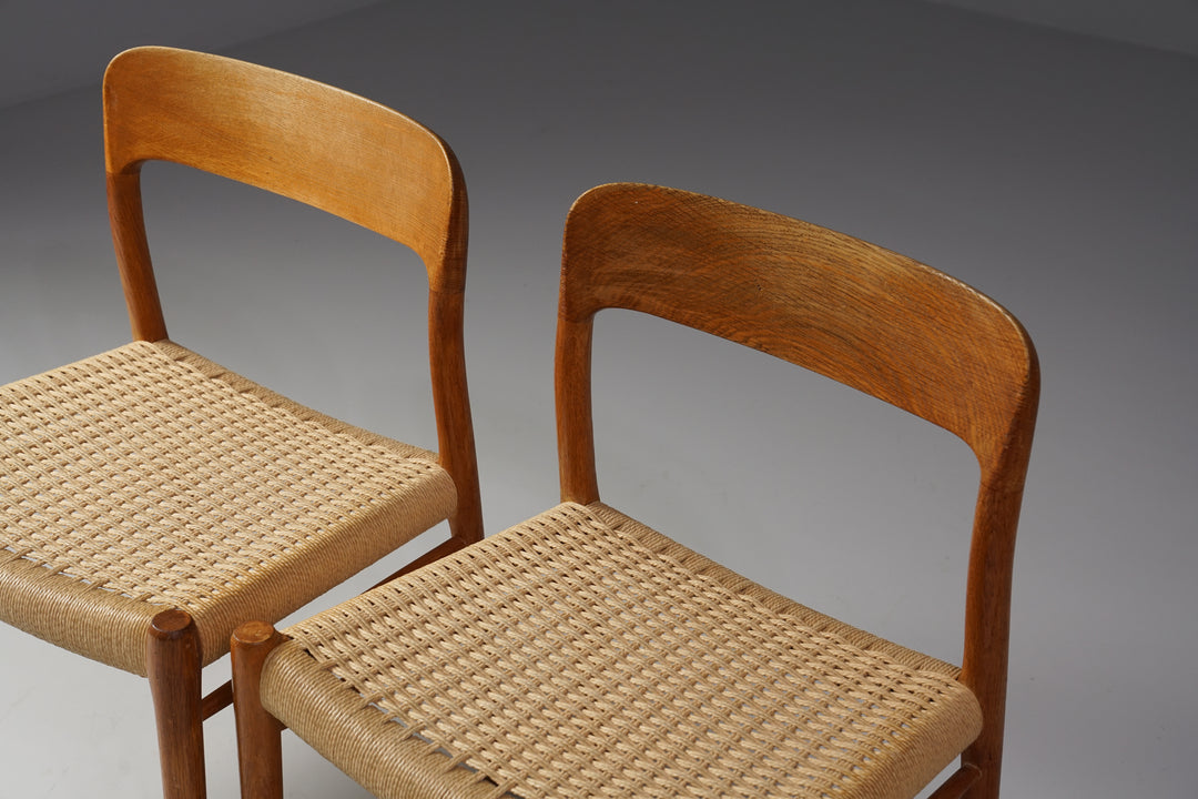 Model 75 set of chairs (4 pieces), Niels Møller, J.L. Møllers Møbelfabrik, 1960s