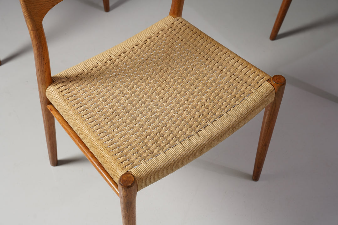Model 75 set of chairs (4 pieces), Niels Møller, J.L. Møllers Møbelfabrik, 1960s