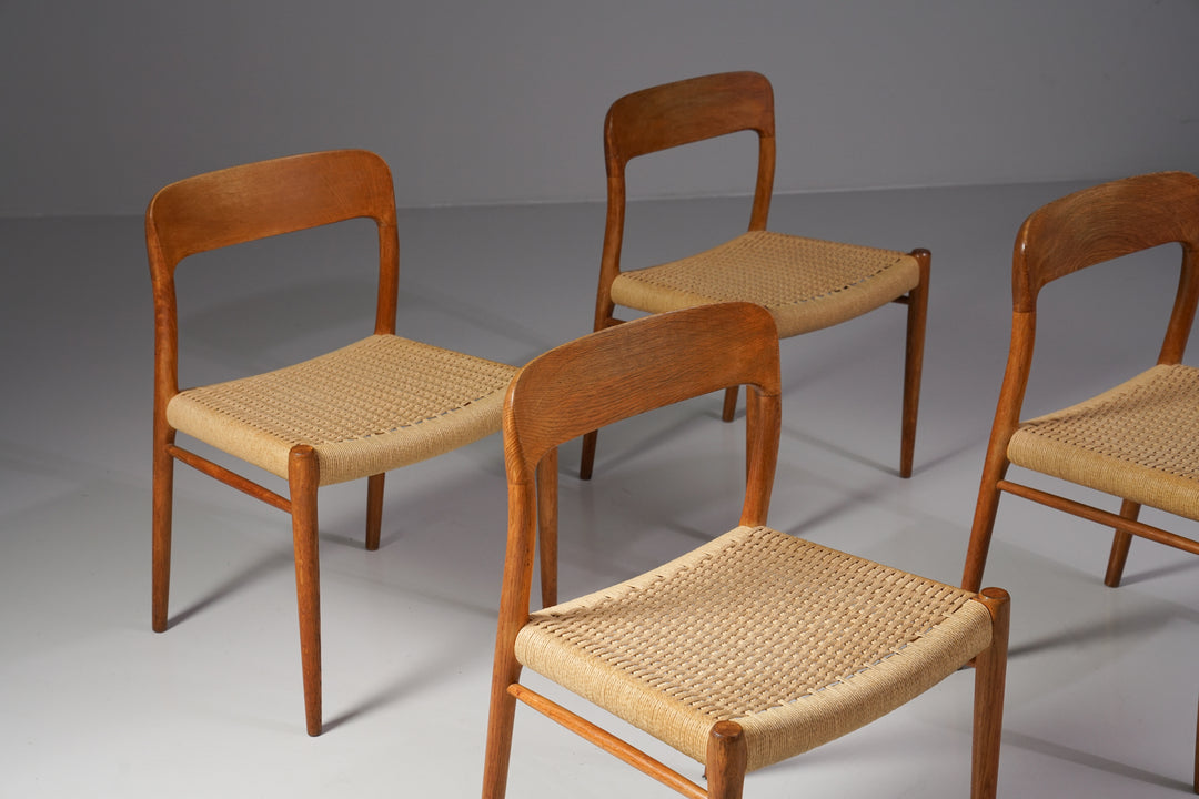 Model 75 set of chairs (4 pieces), Niels Møller, J.L. Møllers Møbelfabrik, 1960s