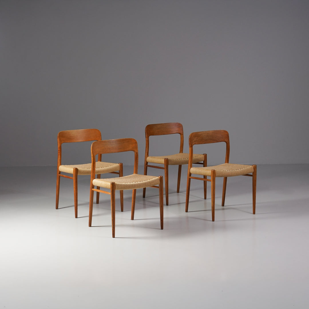 Model 75 set of chairs (4 pieces), Niels Møller, J.L. Møllers Møbelfabrik, 1960s