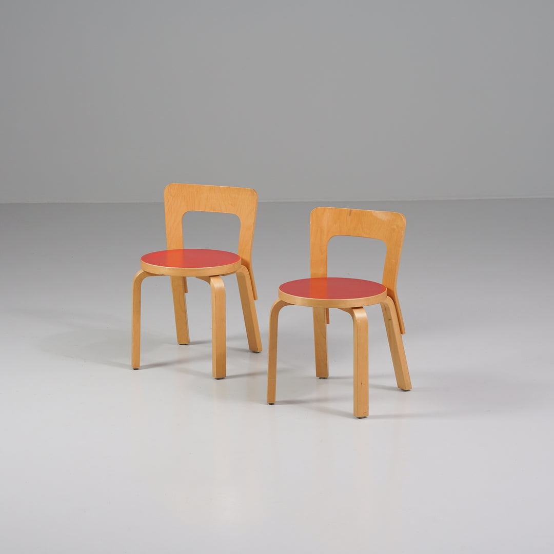 Pair of Model N65 children's chairs, Alvar Aalto, Artek, Late 20th century 