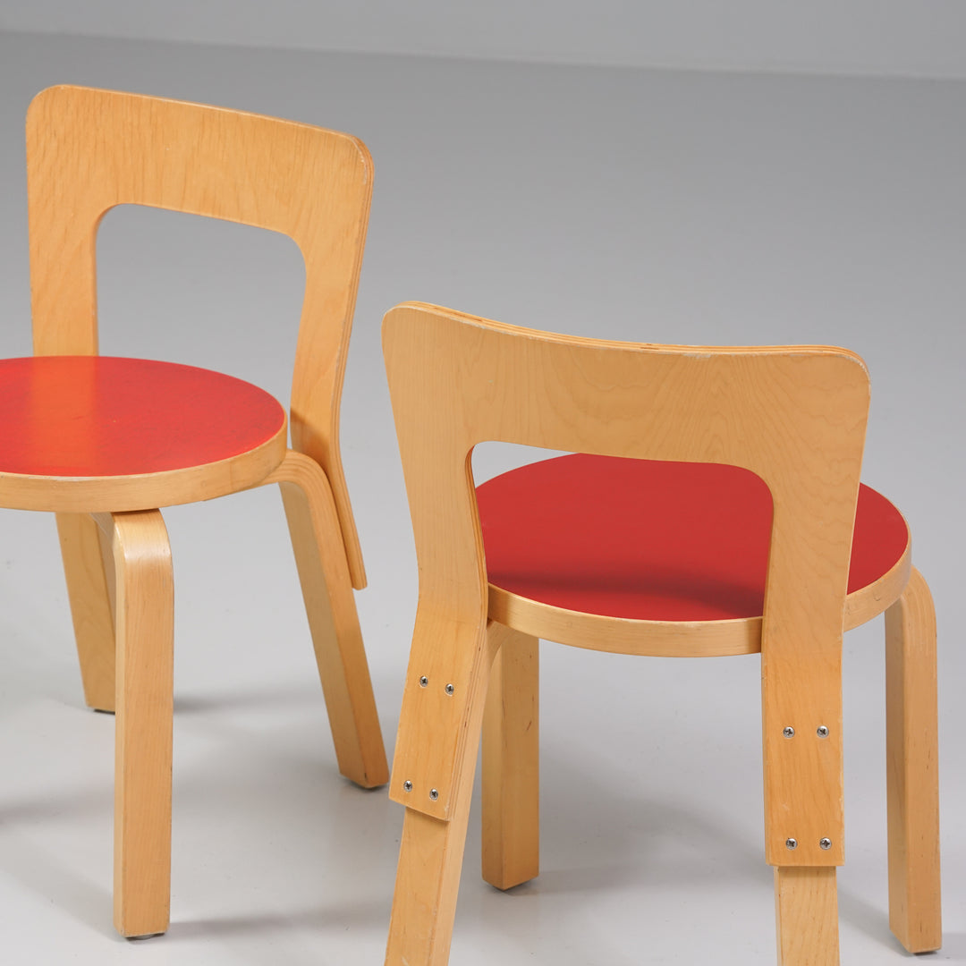 Pair of Model N65 children's chairs, Alvar Aalto, Artek, Late 20th century 