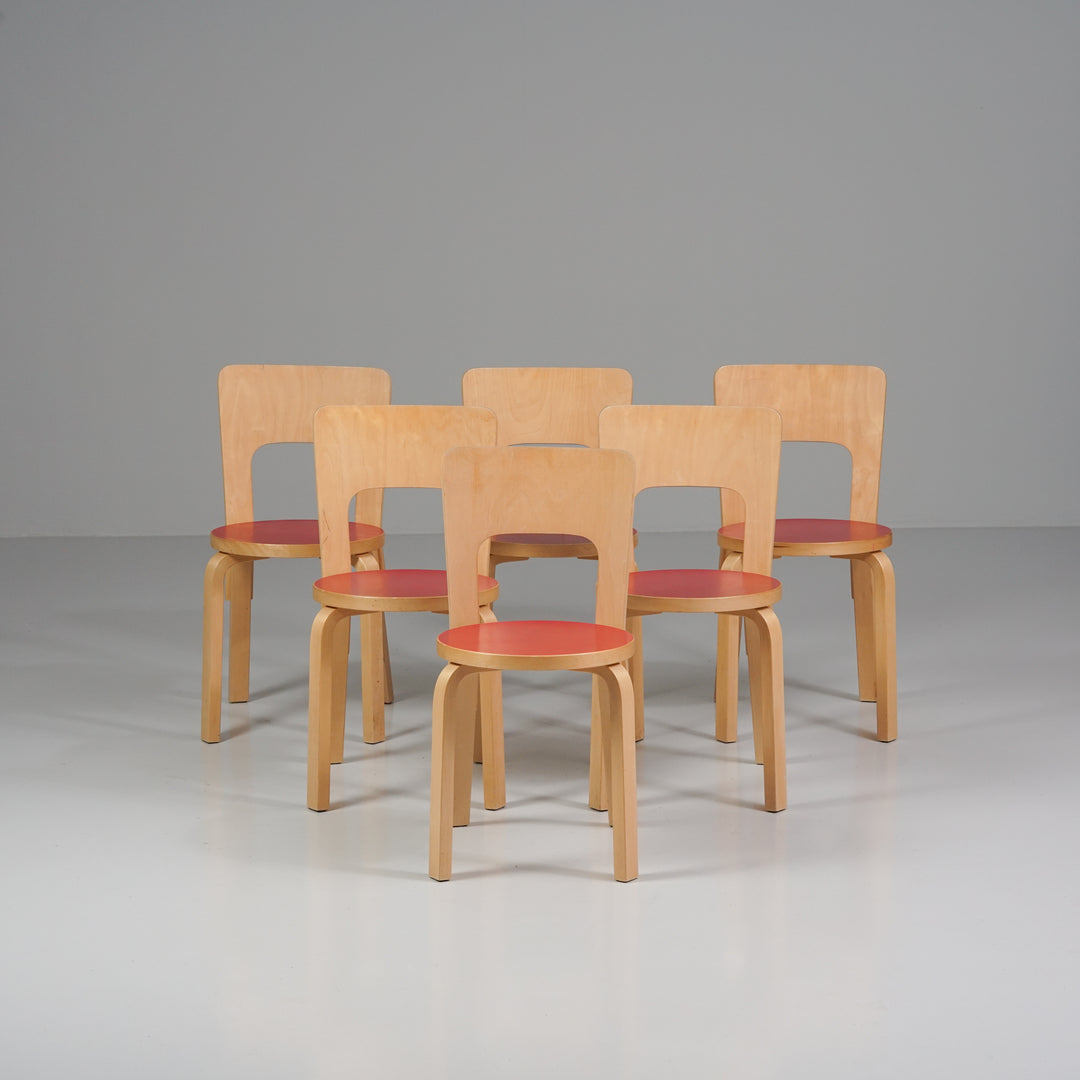 Model 66 chairs (6 pieces), Alvar Aalto, Artek, 1960s