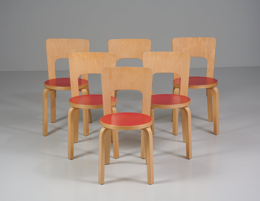 Model 66 chairs (6 pieces), Alvar Aalto, Artek, 1960s