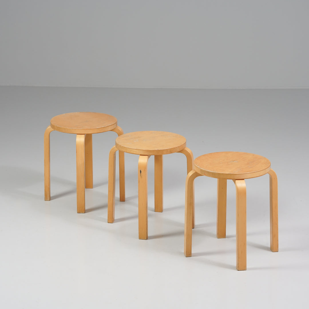 Model E60 stools (4 pieces), Alvar Aalto, Artek, 1970s