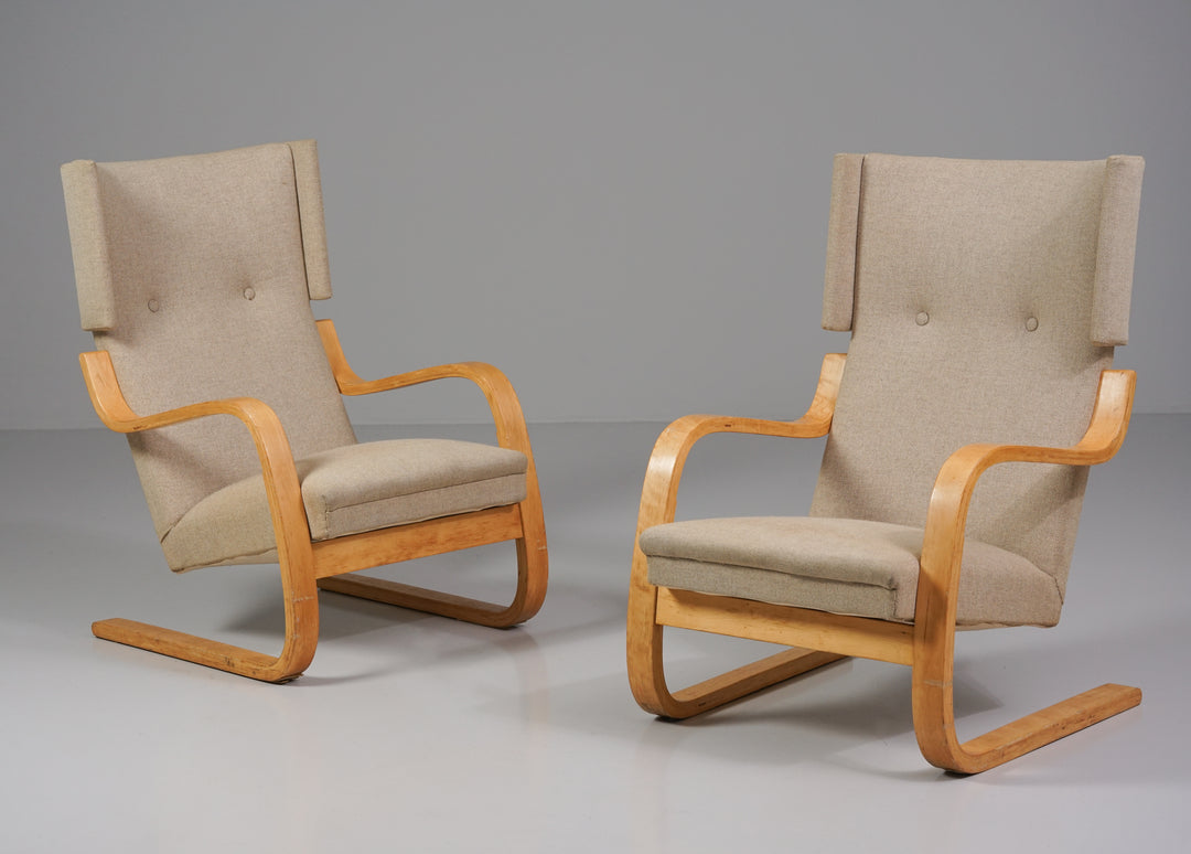 Pair of Model 401 armchairs, Alvar Aalto, Oy Huonekalu- ja Rakennustyötehdas Oy, 1940/1950s