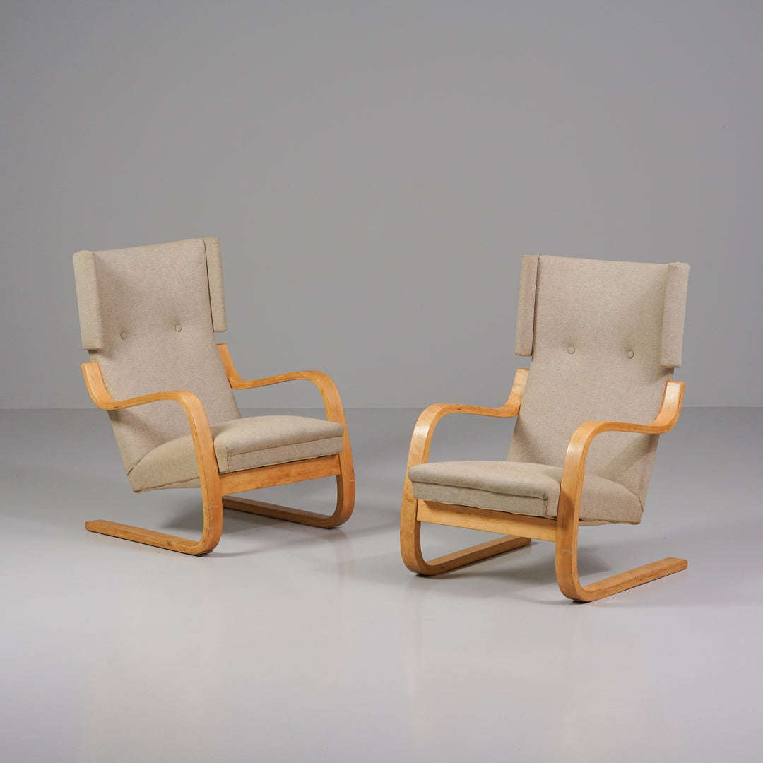Pair of Model 401 armchairs, Alvar Aalto, Oy Huonekalu- ja Rakennustyötehdas Oy, 1940/1950s
