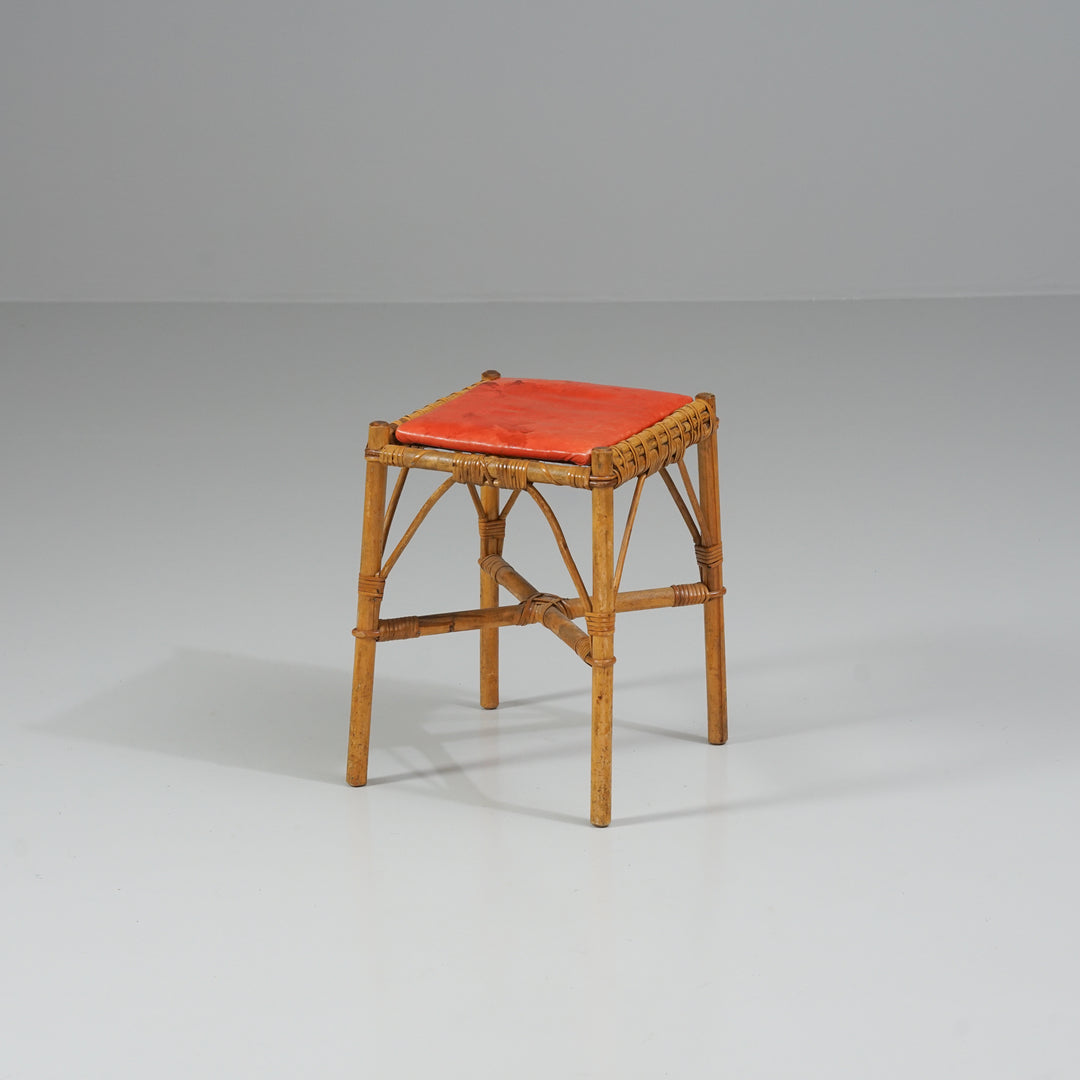 Rattan stool, Mid-20th Century 