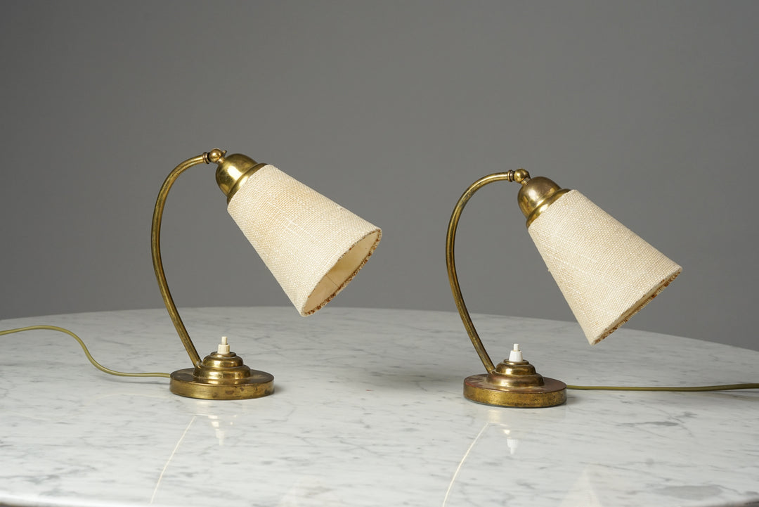 Pair of brass table lamps, 1950s