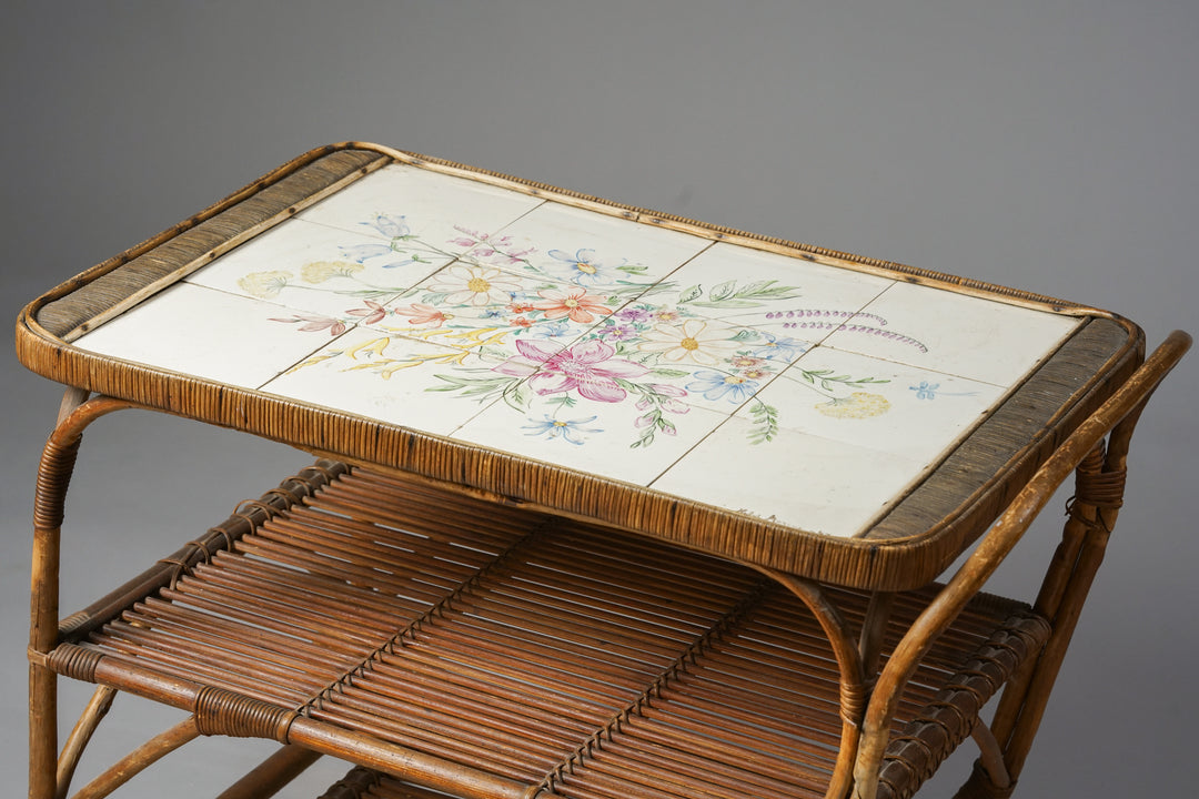 Rattan serving trolley, 1940s