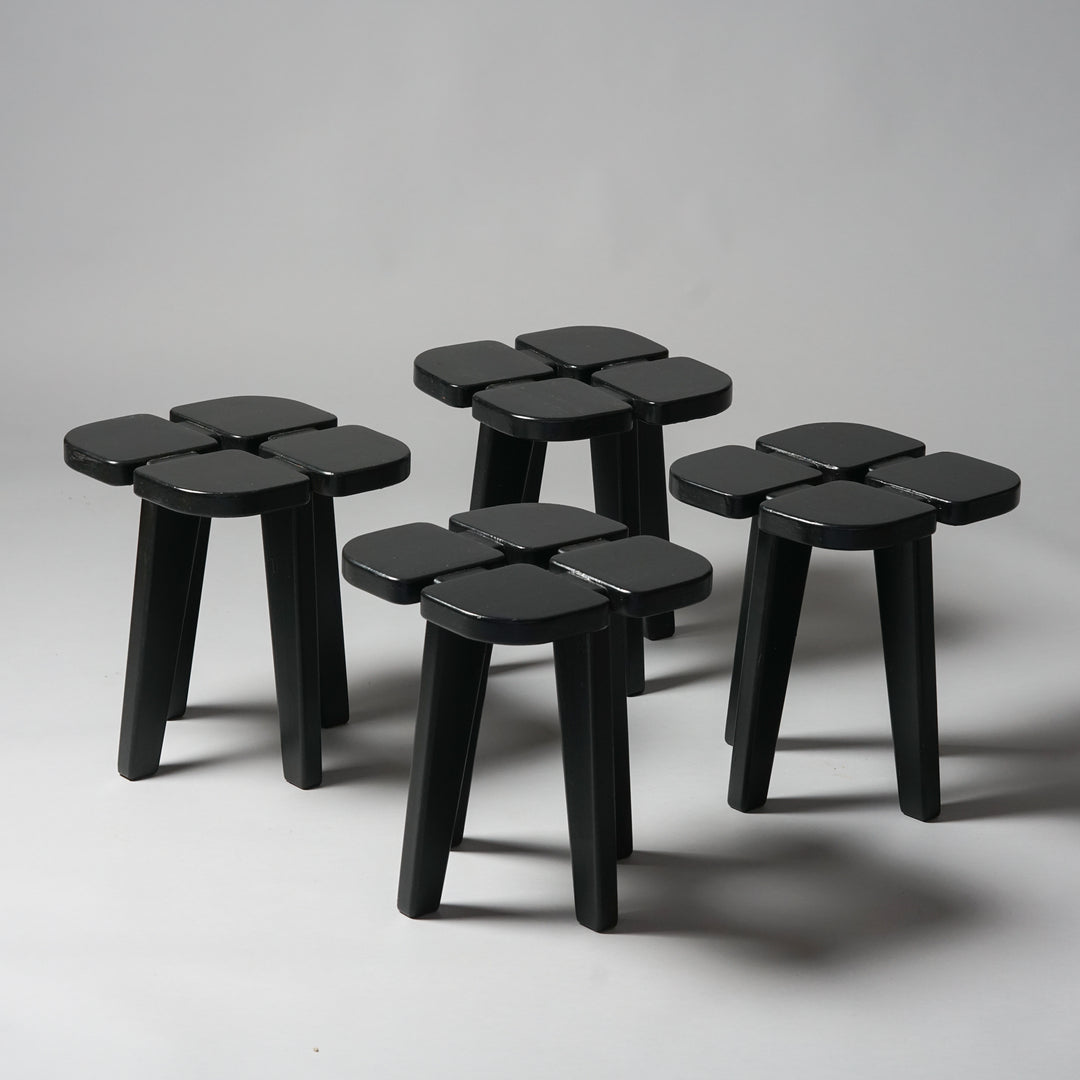 Model Apila stool, 4 pieces, Rauni Peippo, Keravan puusepän tehdas, mid-20th century